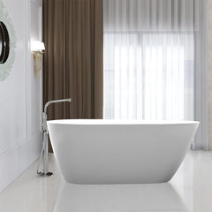 Vanity Art 59" Freestanding Acrylic Soaking Tub with Polished Overflow & Pop-Up Drain - B5151