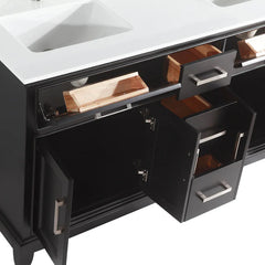 Bath Vanity with Engineered Marble Top in White with Basin and Mirror - VA1060D - The Home Selection