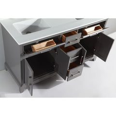 Bath Vanity with Engineered Marble Top in White with Basin and Mirror - VA1060D - The Home Selection