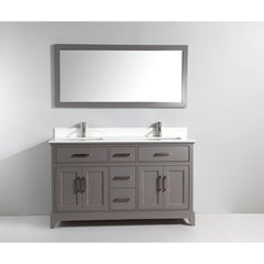 Bath Vanity with Engineered Marble Top in White with Basin and Mirror - VA1060D - The Home Selection