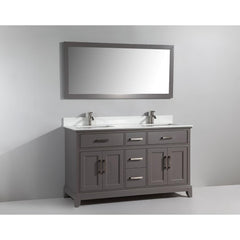 Bath Vanity with Engineered Marble Top in White with Basin and Mirror - VA1060D - The Home Selection