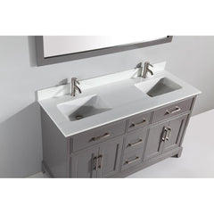 Bath Vanity with Engineered Marble Top in White with Basin and Mirror - VA1060D - The Home Selection