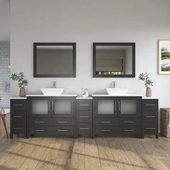Vanity Art 108" Double Basin Bathroom Vanity with White Engineered Marble Top and Mirror - VA3136-108 - The Home Selection