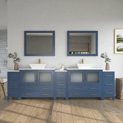 Vanity Art 108" Double Basin Bathroom Vanity with White Engineered Marble Top and Mirror - VA3136-108 - The Home Selection