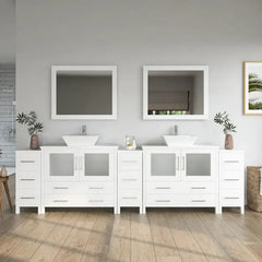 Vanity Art 108" Double Basin Bathroom Vanity with White Engineered Marble Top and Mirror - VA3136-108 - The Home Selection