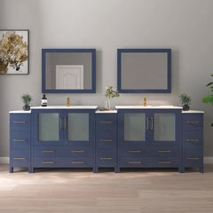 Vanity Art 108- Inch Double Sink Bathroom Vanity with White Ceramic Top and Mirror- VA3036-108 - The Home Selection