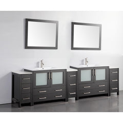 Vanity Art 108- Inch Double Sink Bathroom Vanity with White Ceramic Top and Mirror- VA3036-108 - The Home Selection
