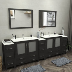 Vanity Art 108- Inch Double Sink Bathroom Vanity with White Ceramic Top and Mirror- VA3036-108 - The Home Selection
