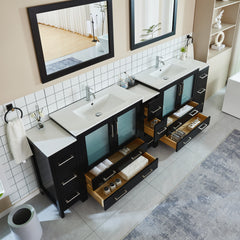 Vanity Art 108- Inch Double Sink Bathroom Vanity with White Ceramic Top and Mirror- VA3036-108 - The Home Selection