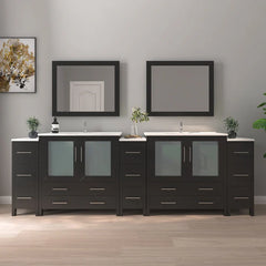 Vanity Art 108- Inch Double Sink Bathroom Vanity with White Ceramic Top and Mirror- VA3036-108 - The Home Selection