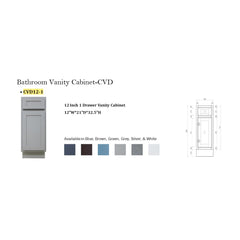 Vanity Art 12-Inch 1-Drawer Bath Vanity Cabinet Only - VA4012 - The Home Selection