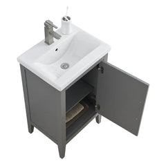 Vanity Art 20- Inch Single Sink Bathroom Vanity Cabinet with Ceramic Top - VA9020 - The Home Selection