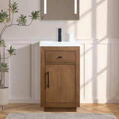 Vanity Art 20”Single Sink Bathroom Vanity in Tan with Ceramic Top in White - VA7020-T - The Home Selection