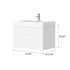 Vanity Art 24- Bathroom Wall Hung LED Vanity in White w/ Single Basin Vanity Top in White Resin- VA6024WL - The Home Selection