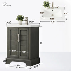 Vanity Art 24-Inch Bathroom Vanity with Ceramic Top - VA5024 - The Home Selection