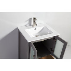 Vanity Art 24" Single Basin Bathroom Vanity with Top in White Ceramic and Mirror - VA3024 - The Home Selection