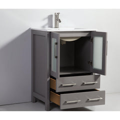 Vanity Art 24" Single Basin Bathroom Vanity with Top in White Ceramic and Mirror - VA3024 - The Home Selection