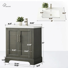 Vanity Art 30- Bathroom Vanity with Ceramic Top - VA5030 - The Home Selection