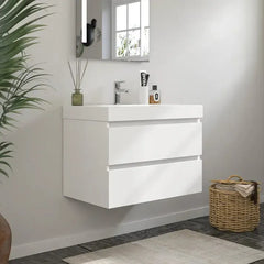 Vanity Art 30-Inch Bathroom Wall Hung Vanity in White with Single Basin Vanity Top in White Resin- VA6030W - The Home Selection