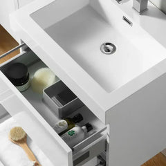 Vanity Art 30-Inch Bathroom Wall Hung Vanity in White with Single Basin Vanity Top in White Resin- VA6030W - The Home Selection