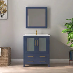 Vanity Art 30" Single Sink Bath Vanity with White Ceramic Top and Mirror - VA3030 - The Home Selection