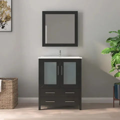 Vanity Art 30" Single Sink Bath Vanity with White Ceramic Top and Mirror - VA3030 - The Home Selection