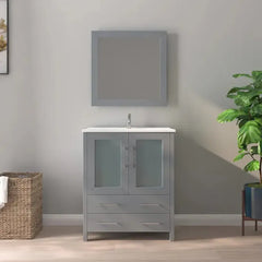 Vanity Art 30" Single Sink Bath Vanity with White Ceramic Top and Mirror - VA3030 - The Home Selection