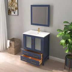 Vanity Art 30" Single Sink Bath Vanity with White Ceramic Top and Mirror - VA3030 - The Home Selection