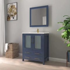 Vanity Art 30" Single Sink Bath Vanity with White Ceramic Top and Mirror - VA3030 - The Home Selection