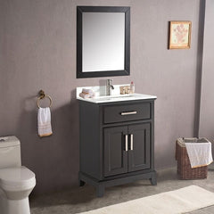 Vanity Art 30"Bath Vanity with Engineered Marble Top in White with Basin and Mirror - VA1030 - The Home Selection