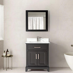 Vanity Art 30"Bath Vanity with Engineered Marble Top in White with Basin and Mirror - VA1030 - The Home Selection