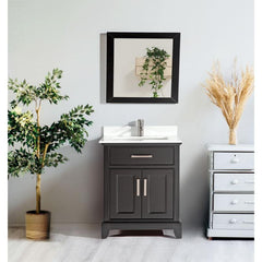 Vanity Art 30"Bath Vanity with Engineered Marble Top in White with Basin and Mirror - VA1030 - The Home Selection