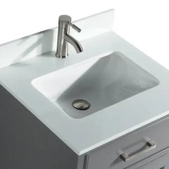 Vanity Art 30"Bath Vanity with Engineered Marble Top in White with Basin and Mirror - VA1030 - The Home Selection