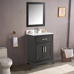 Vanity Art 30"Bath Vanity with Engineered Marble Top in White with Basin and Mirror - VA1030 - The Home Selection