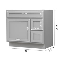 Vanity Art 36-Inch 2-Right Drawers Bath Vanity Cabinet Only - VA4036 - The Home Selection
