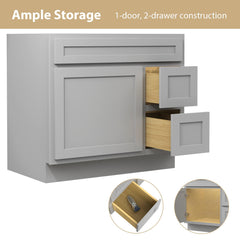 Vanity Art 36-Inch 2-Right Drawers Bath Vanity Cabinet Only - VA4036 - The Home Selection