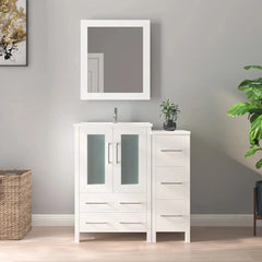 Vanity Art 36" Single Basin Bathroom Vanity with Top in White Ceramic and Mirror - VA3024-36 - The Home Selection