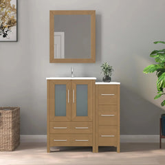 Vanity Art 36" Single Basin Bathroom Vanity with Top in White Ceramic and Mirror - VA3024-36 - The Home Selection