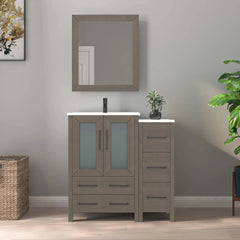 Vanity Art 36" Single Basin Bathroom Vanity with Top in White Ceramic and Mirror - VA3024-36 - The Home Selection