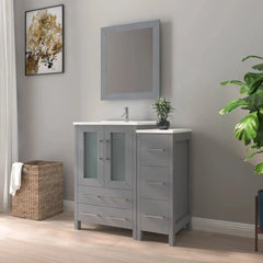 Vanity Art 36" Single Basin Bathroom Vanity with Top in White Ceramic and Mirror - VA3024-36 - The Home Selection