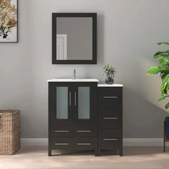 Vanity Art 36" Single Basin Bathroom Vanity with Top in White Ceramic and Mirror - VA3024-36 - The Home Selection