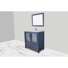 VANITY ART 36" Single Basin Bathroom Vanity with Top in White Ceramic and Mirror - VA3036 - The Home Selection