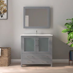 VANITY ART 36" Single Basin Bathroom Vanity with Top in White Ceramic and Mirror - VA3036 - The Home Selection