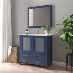 VANITY ART 36" Single Basin Bathroom Vanity with Top in White Ceramic and Mirror - VA3036 - The Home Selection