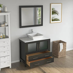Vanity Art 36" Single Basin Bathroom Vanity with White Engineered Marble Top and Mirror - VA3136 - The Home Selection