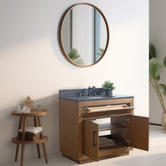Vanity Art 36” Single Sink Bathroom Vanity in Tan with Black Limestone Top - VA7036-T-BT - The Home Selection