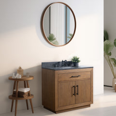 Vanity Art 36” Single Sink Bathroom Vanity in Tan with Black Limestone Top - VA7036-T-BT - The Home Selection