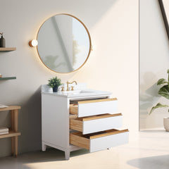 Vanity Art 36” Single Sink Bathroom Vanity with Engineered Marble Top - VA8036 - The Home Selection