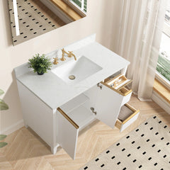 Vanity Art 42-Inch Single Sink Bathroom Vanity with Engineered Marble Top - VA8042 - The Home Selection