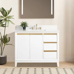 Vanity Art 42-Inch Single Sink Bathroom Vanity with Engineered Marble Top - VA8042 - The Home Selection